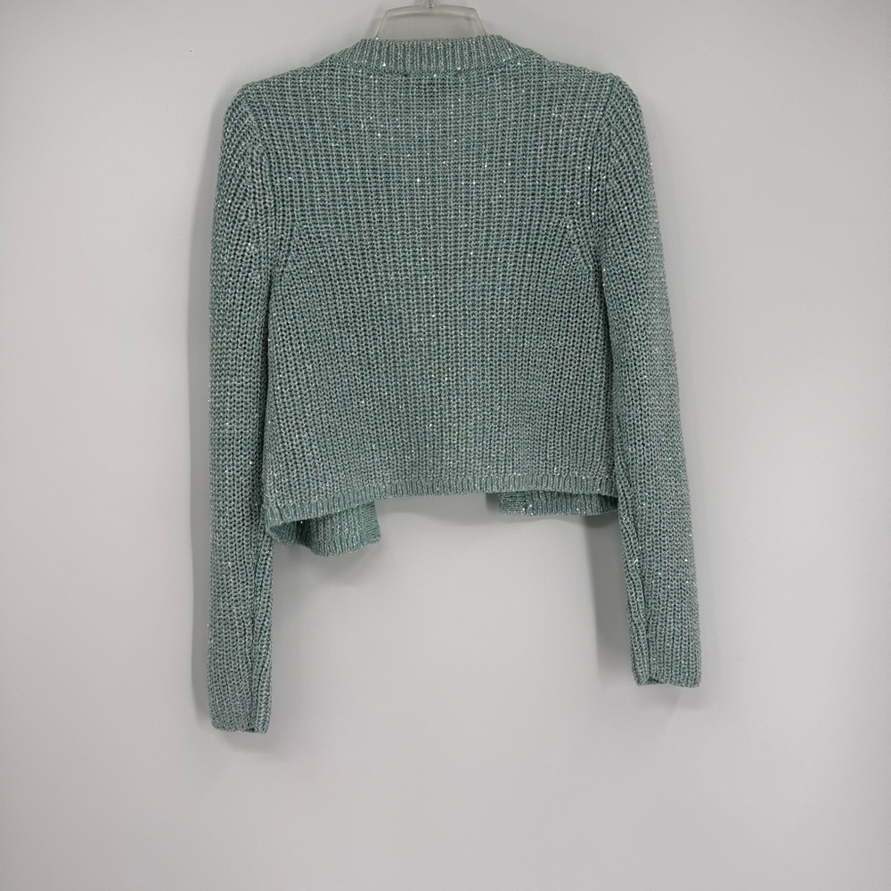 Ann Taylor Studio NWT Women's Green Shimmer Metallic Cardigan Sweater Size M - Picture 7 of 8